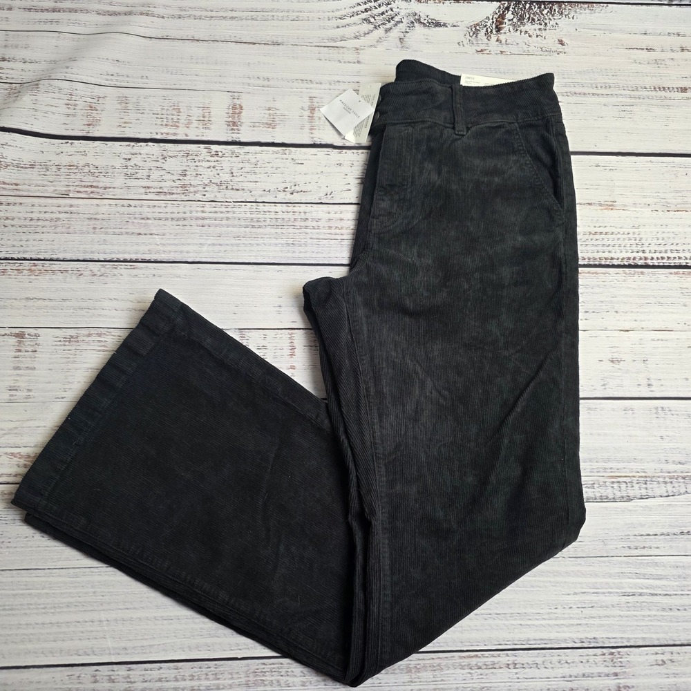 New American Eagle Pants Womens High Rise Kick Boot Corduroy Black Womens 14 Reg